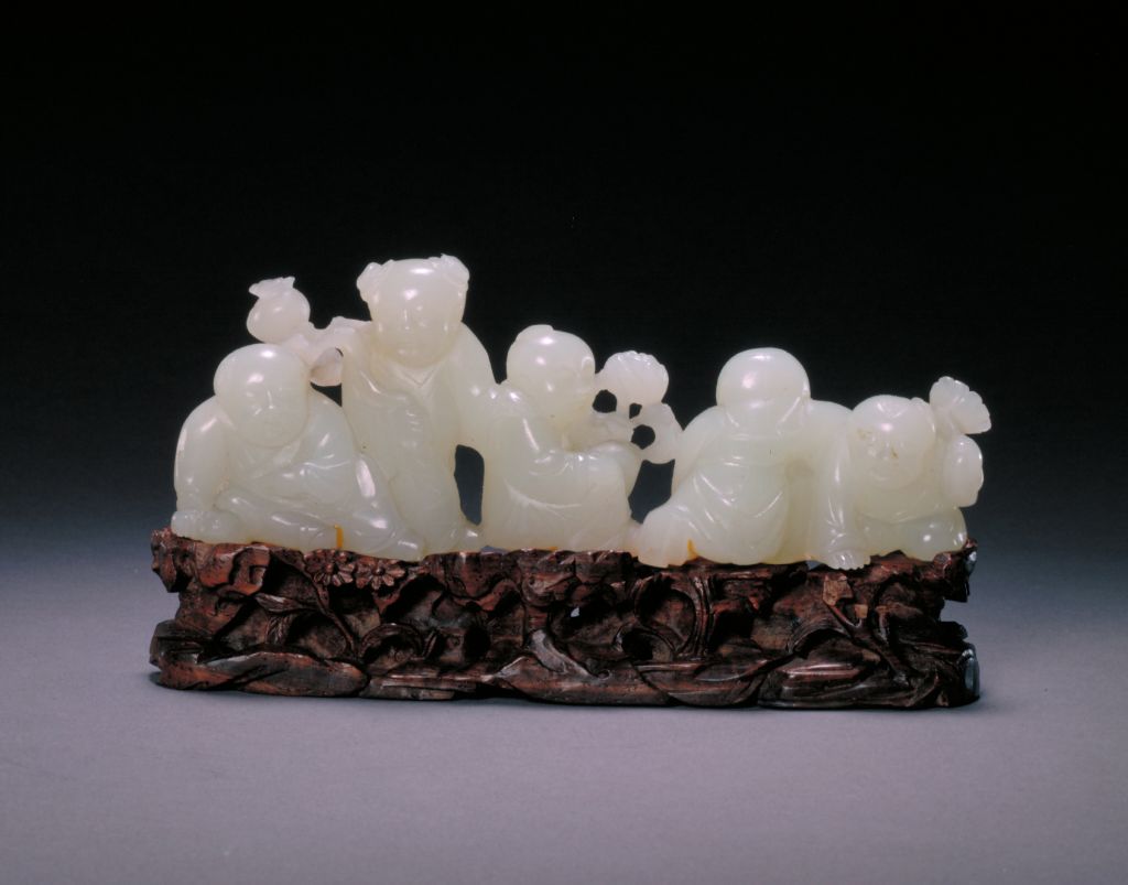 图片[1]-Blue and white jade five-son pen holder-China Archive